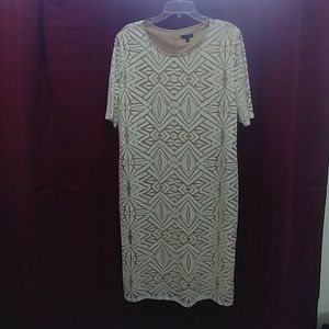 Tan w/ White Overlay Dress